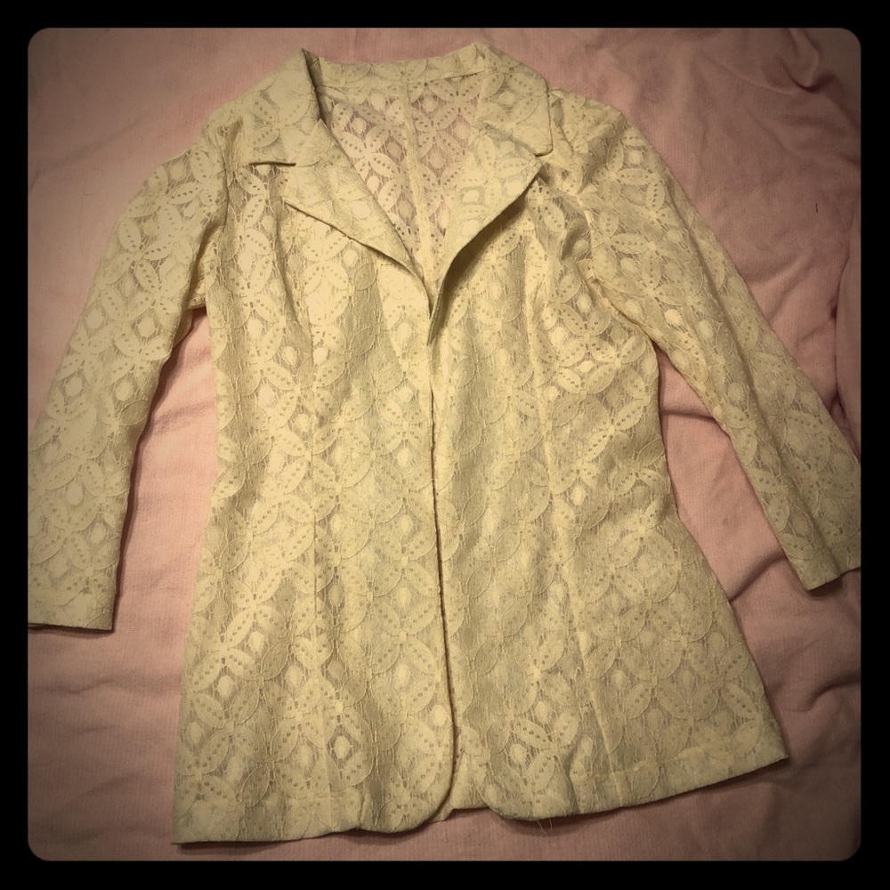 Cream colored sheer blazer